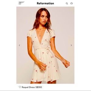 Reformation Raquel cherry print wrap mini dress 4 Small
